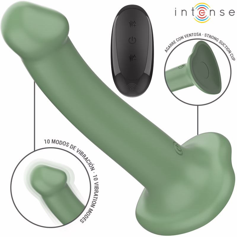 INTENSE - BECCA VIBRADOR CON VENTOSA 10 VIBRACIONES VERDE CONTROL REMOTO - Imagen 2
