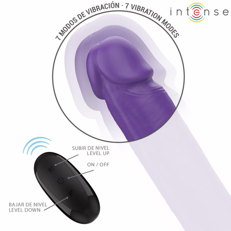 INTENSE - GUNTER DILDO DOBLE VIBRADOR 40 CM MORADO CONTROL REMOTO - Imagen 3