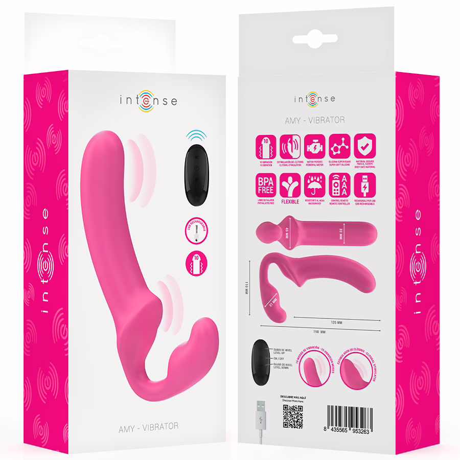 INTENSE - AMY VIBRADOR DOBLE 20 CM ROSA CONTROL REMOTO - Imagen 8