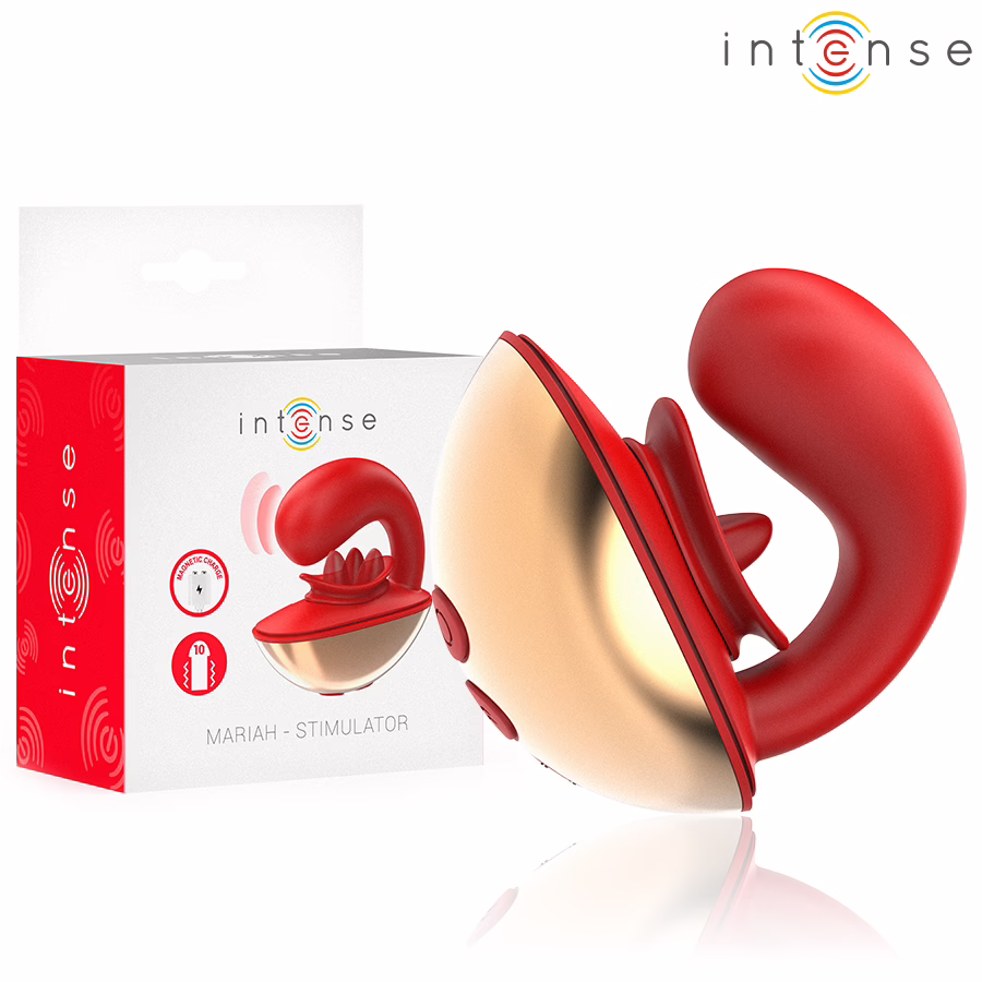 INTENSE - MARIAH VIBRADOR & ESTIMULADOR EN FORMA DE U 10 VIBRACIONES ROJO