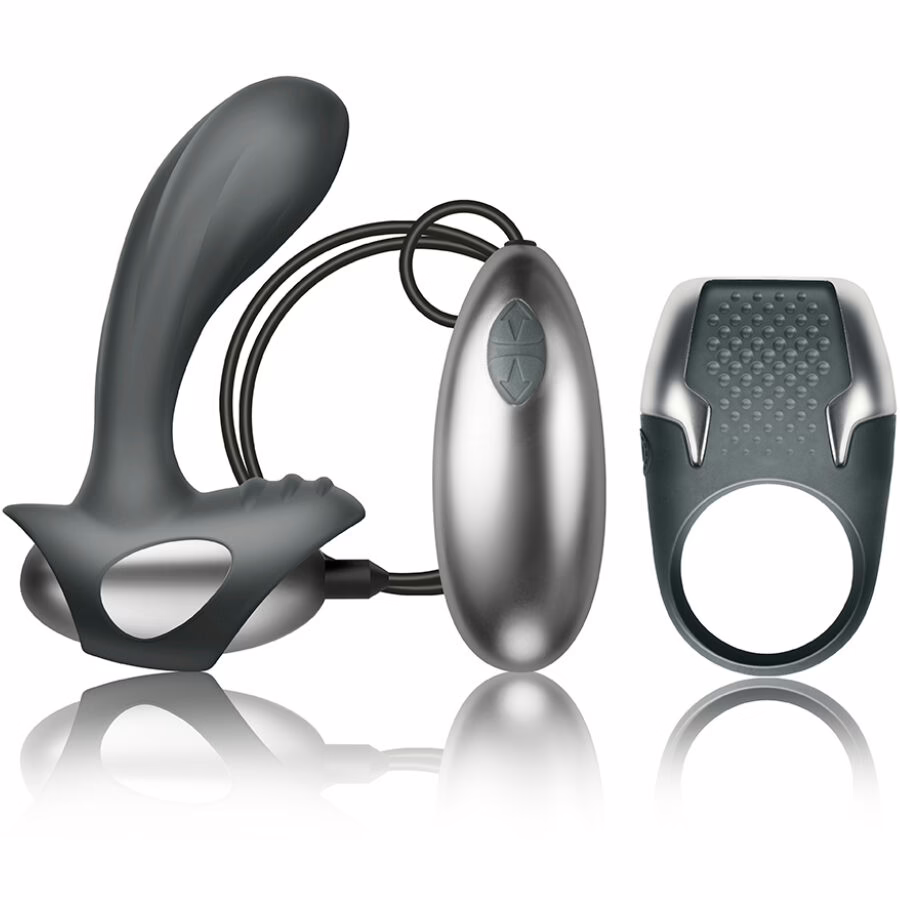 CLIMAXIMUM - EXCITE KIT ANILLO PARA PENE + MASAJEADOR PRÓSTATA CON CABLE