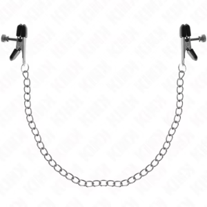 KINK - PINZAS PARA PEZONES PLANAS NEGRO CON CADENA PLATEADO 34 CM
