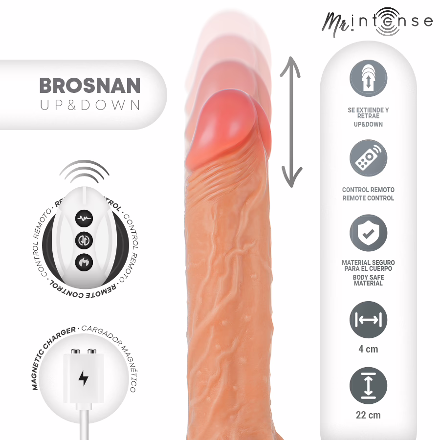 MR INTENSE - BROSNAN REALÍSTICO MULTIFUNCIÓN CON VIBRACIÓN UP AND DOWN CONTROL REMOTO 22 CM -O- 4 CM - Imagen 3