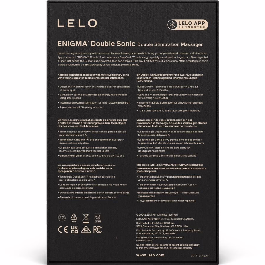 LELO - ENIGMA DOUBLE SONIC VIBRADOR PUNTO G NEGRO - Imagen 5