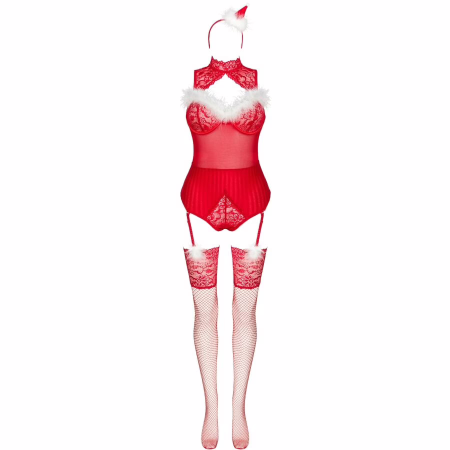 LIVCO CORSETTI FASHION - LIMPID SNOWFLAKES LC 90604 BODY + MEDIAS + DIADEMA NAVIDEÑA L/XL - Imagen 3