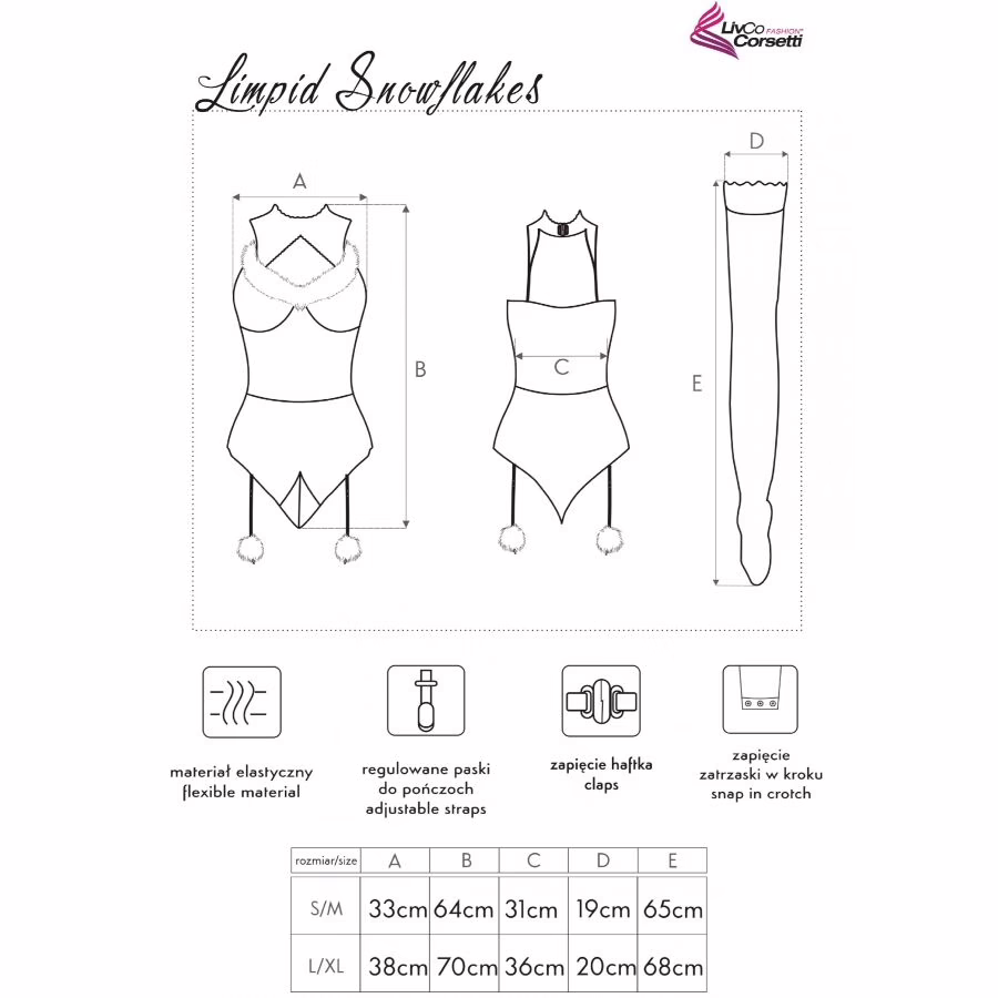 LIVCO CORSETTI FASHION - LIMPID SNOWFLAKES LC 90604 BODY + MEDIAS + DIADEMA NAVIDEÑA L/XL - Imagen 5