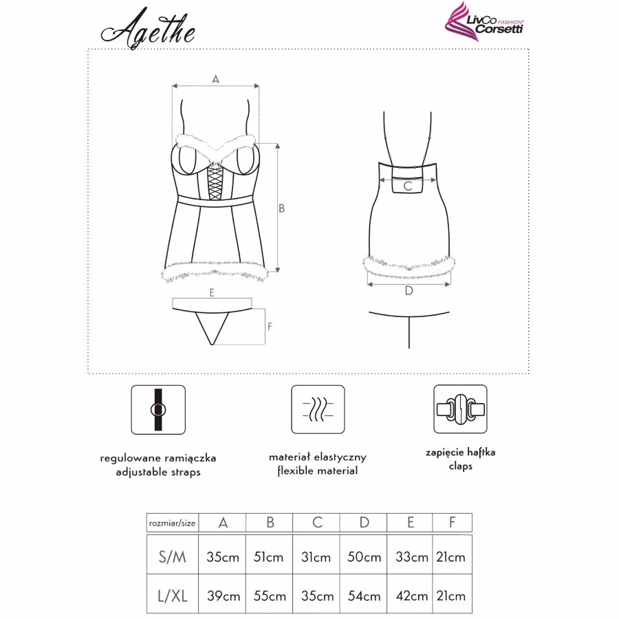 LIVCO CORSETTI FASHION - AGETHE LC 90607 CAMISA + TANGA + GORRO NAVIDEÑO L/XL - Imagen 6