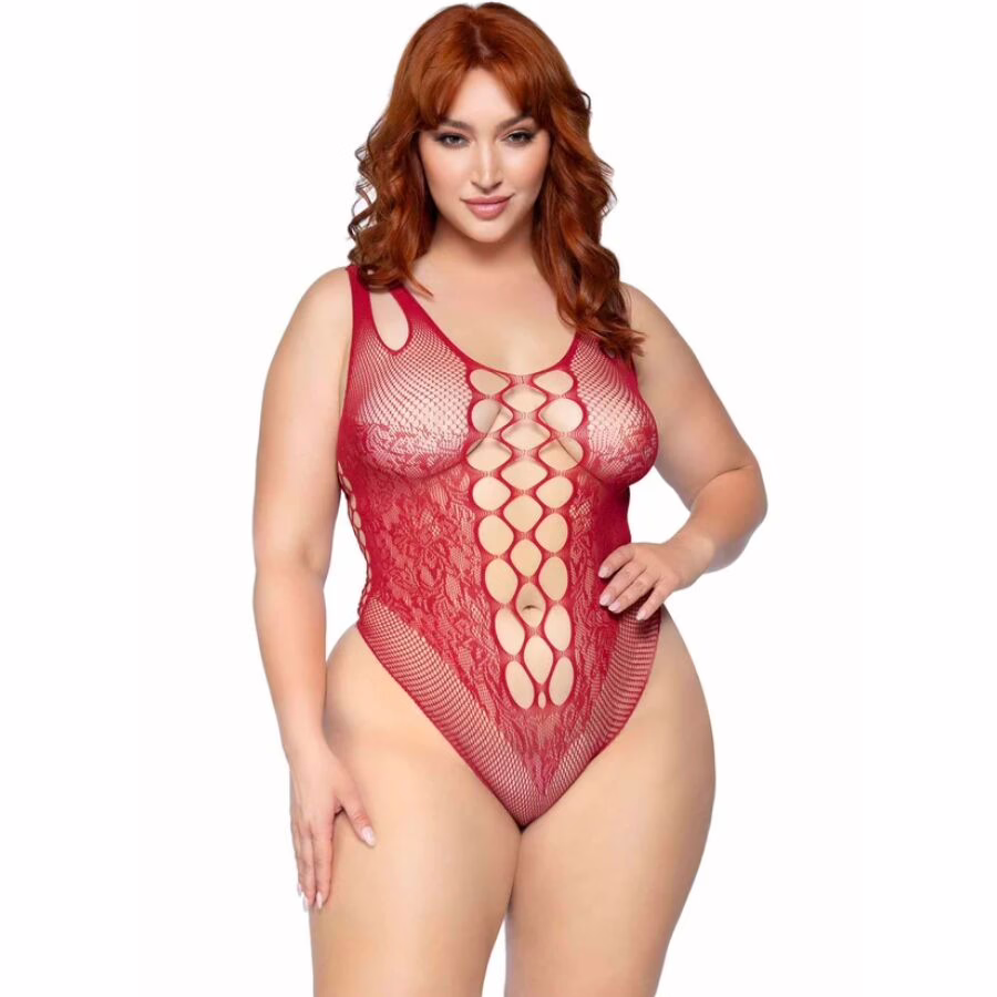 LEG AVENUE - 81641X BODY TIRANTES SIN COSTURAS BURDEOS TALLA 1X/2X
