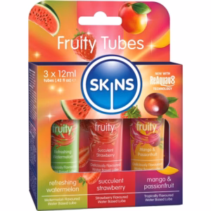 SKINS - FRUITY LUBES KIT LUBRICANTES SANDÍA, FRESA & MANGO 3 x 12 ML