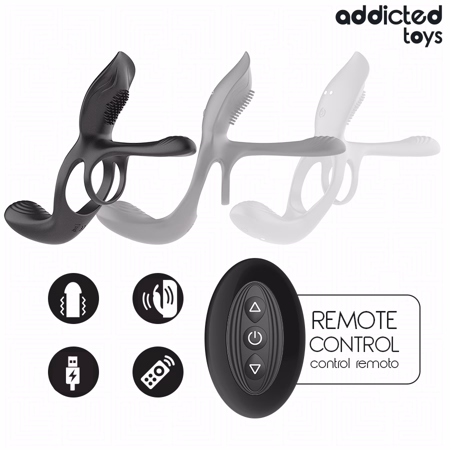 ADDICTED TOYS - ANILLO DOBLE PARA EL PENE CON ESTIMULADOR DE CLÍTORIS - Imagen 3