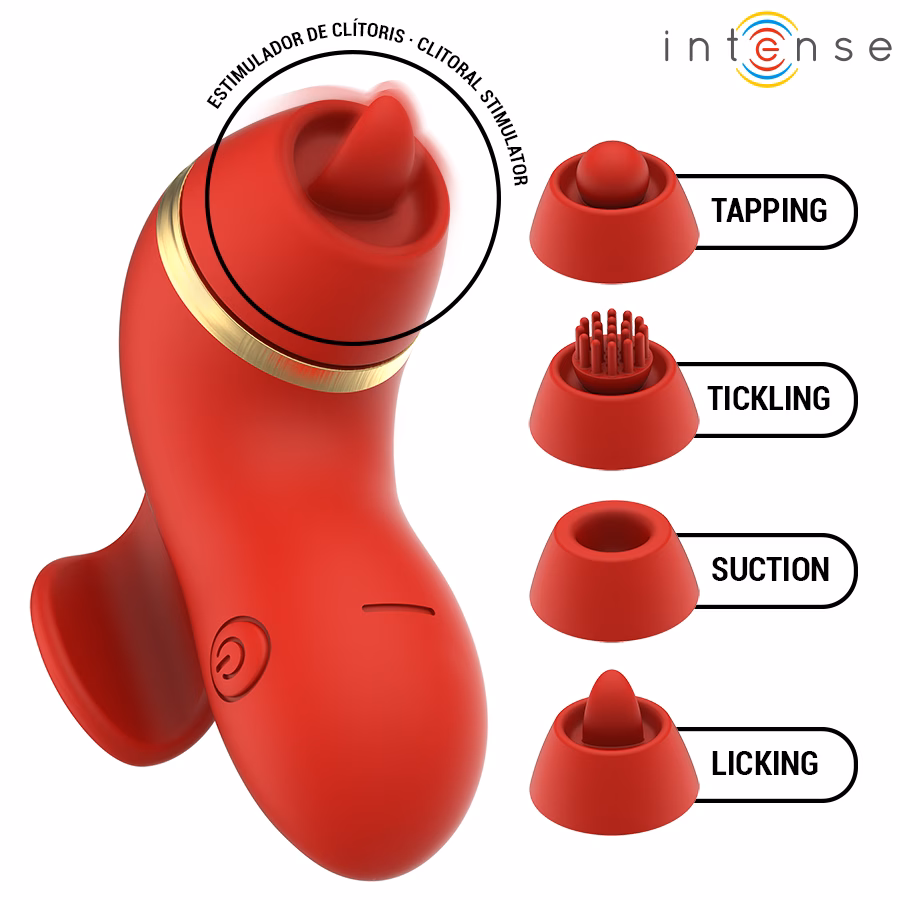 INTENSE - PATTY ESTIMULADOR CON 4 CABEZALES, SUCCIÓN, TAPPING, TICKLING Y LICKING
