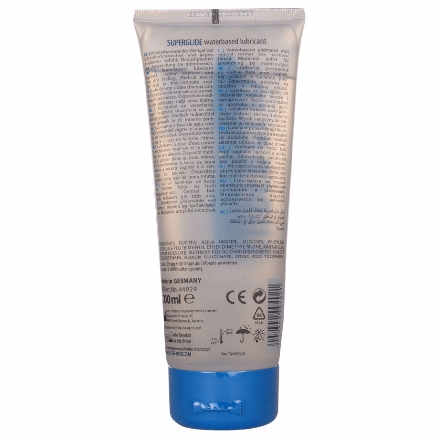 HOT - SUPERGLIDE LIQUID PLEASURE LUBRICANTE BASE AGUA 200 ML - Imagen 2