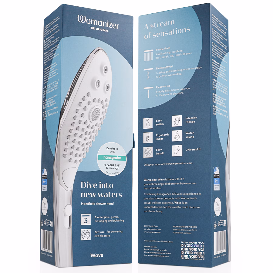 WOMANIZER - WAVE CABEZAL DE DUCHA ESTIMULADOR DE CLITORÍS PLATEADO - Imagen 7