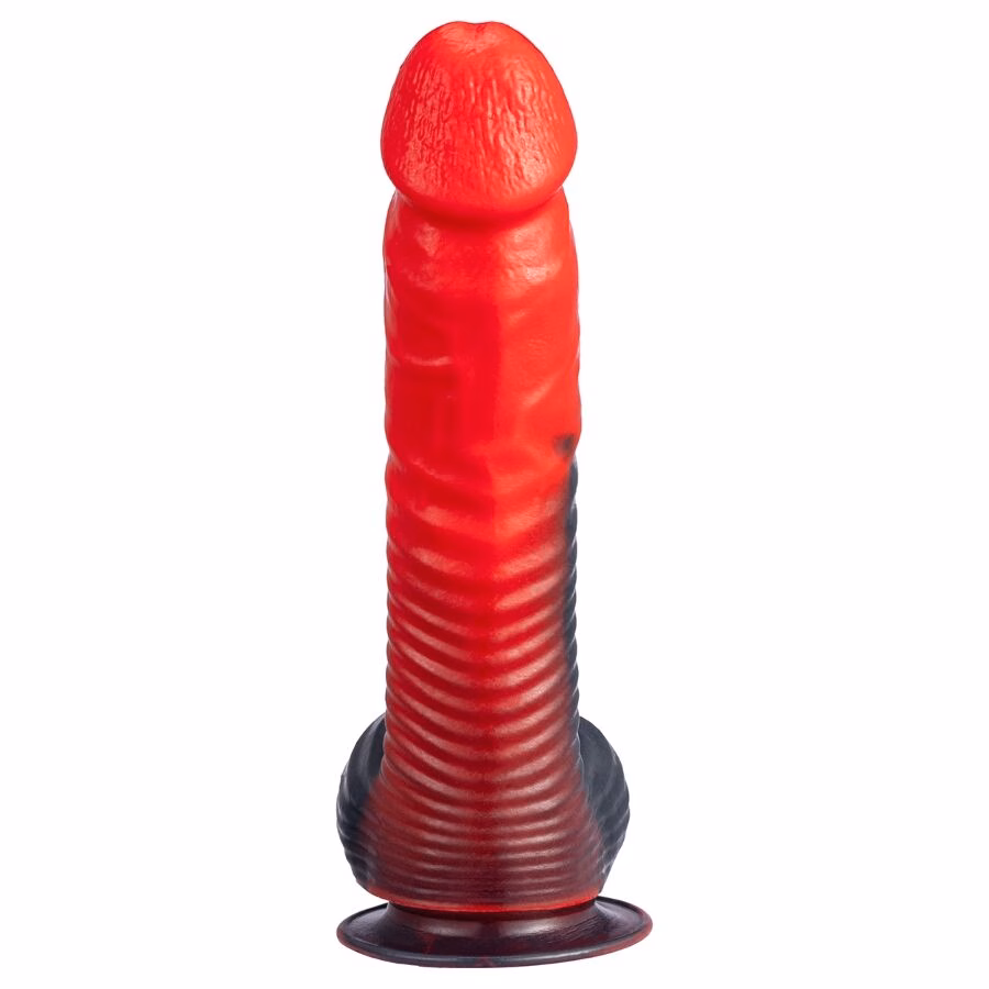 SILEXD - DEVIL DILDO FANTASY SILICONA LIQUIDA TERMOREACTIVO ROJO NEGRO 20.3 CM - Imagen 3