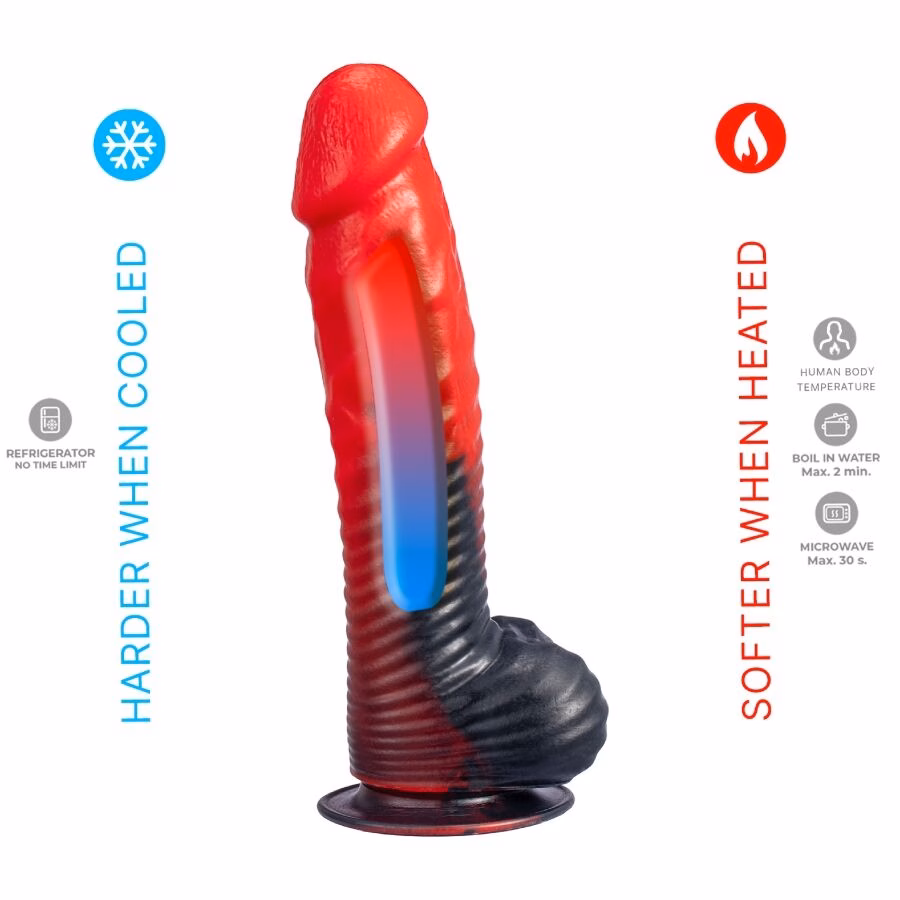 SILEXD - DEVIL DILDO FANTASY SILICONA LIQUIDA TERMOREACTIVO ROJO NEGRO 20.3 CM - Imagen 5