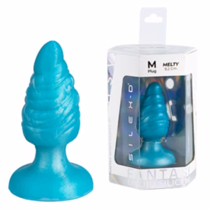 SILEXD - MELTY PLUG ANAL FANTASY SILICONA LIQUIDA TERMOREACTIVO AZUL CELESTE 9.2 CM