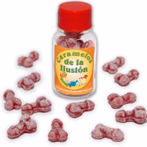 DIABLO PICANTE - 12 CARAMELOS DE LA ILUSIÓN FORMA PENE FRESA/CEREZA
