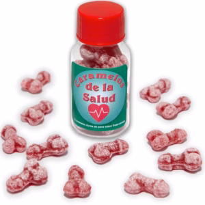 DIABLO PICANTE - 12 CARAMELOS DE LA SALUD FORMA PENE FRESA/CEREZA