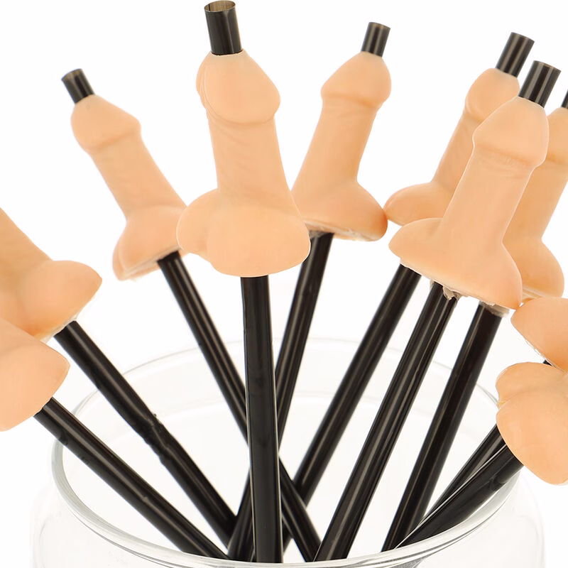 DIABLO PICANTE - BOLSA 10 PAJITAS PENE NATURAL - Imagen 3