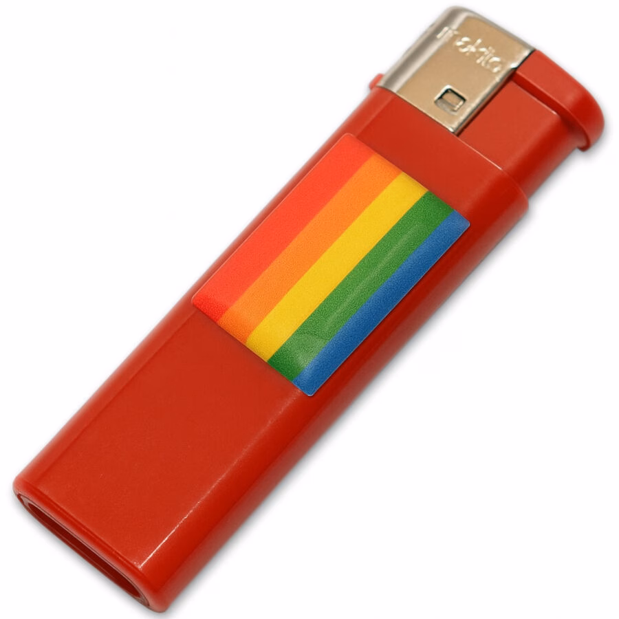 PRIDE - MECHERO ROJO CON BANDERA LGBT