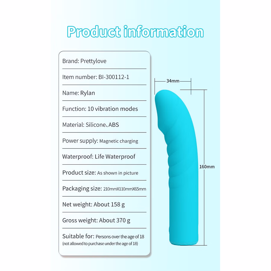 PRETTY LOVE - RYLAN VIBRADOR PUNTO G AZUL - Imagen 11