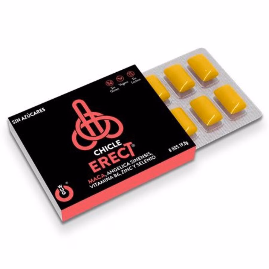 WUG ERECT 1 X 8 UDS | Chicle funcional con Maca, Zinc y Vitaminas para potenciar la energía y el rendimiento masculino