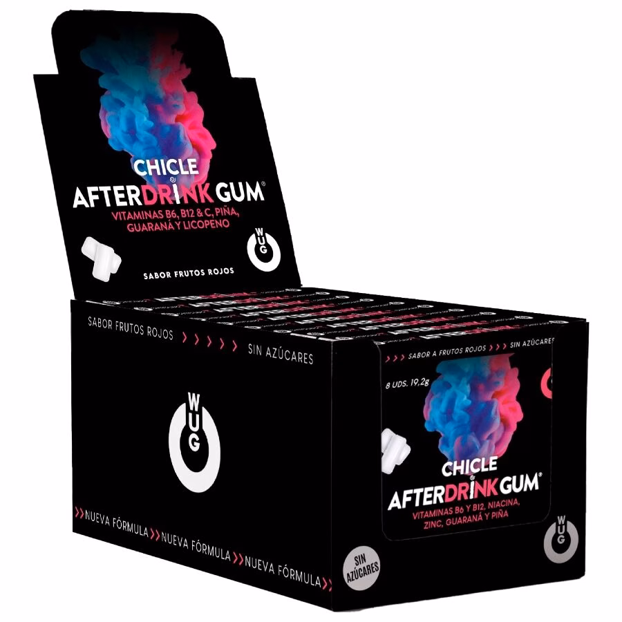 WUG After Drink DISPLAY 12 X 8 UDS | El chicle funcional que te ayuda a recuperar energía tras la noche