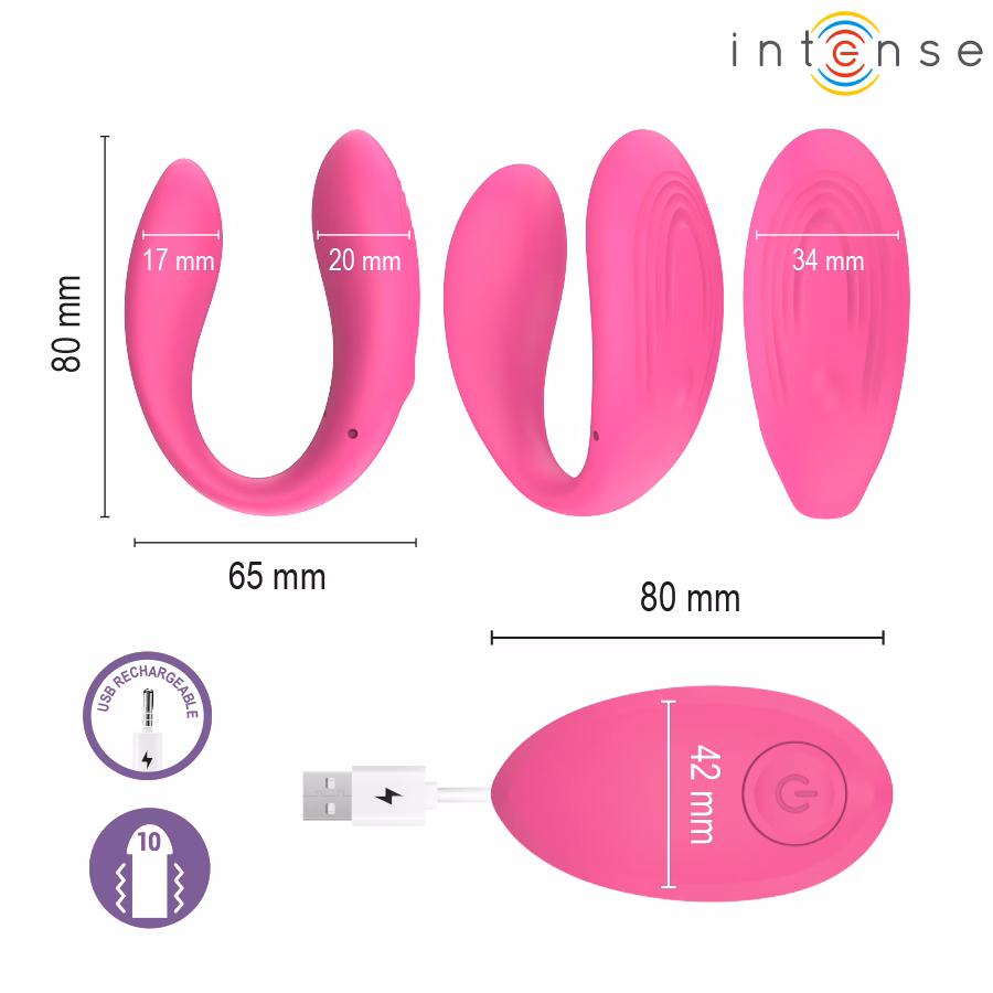 INTENSE - NORA ESTIMULADOR DE PINZA CON VIBRACIÓN ROSA - Imagen 3