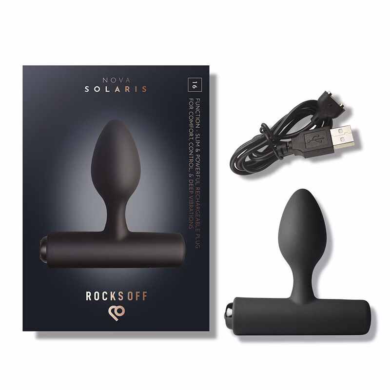 ROCKS-OFF - NOVA SOLARIS PLUG ANAL FINO RECARGABLE 16 FUNCIONES NEGRO - Imagen 8
