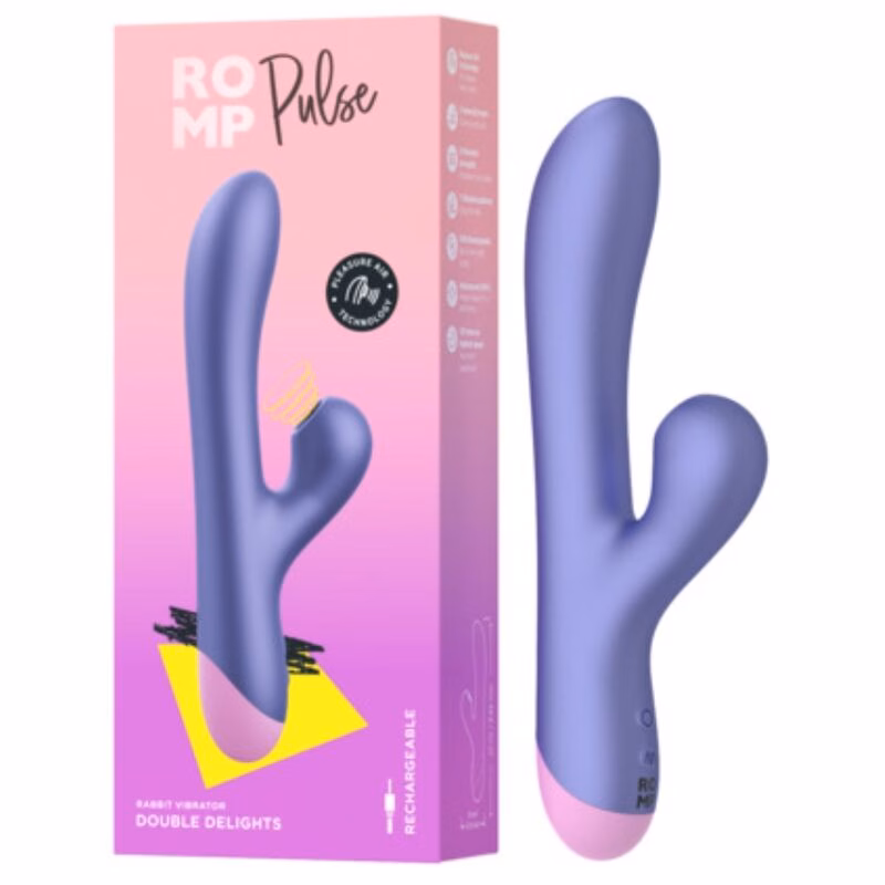 ROMP - PULSE VIBRADOR RABBIT DUAL PUNTO G AZUL ELÉCTRICO - Imagen 11