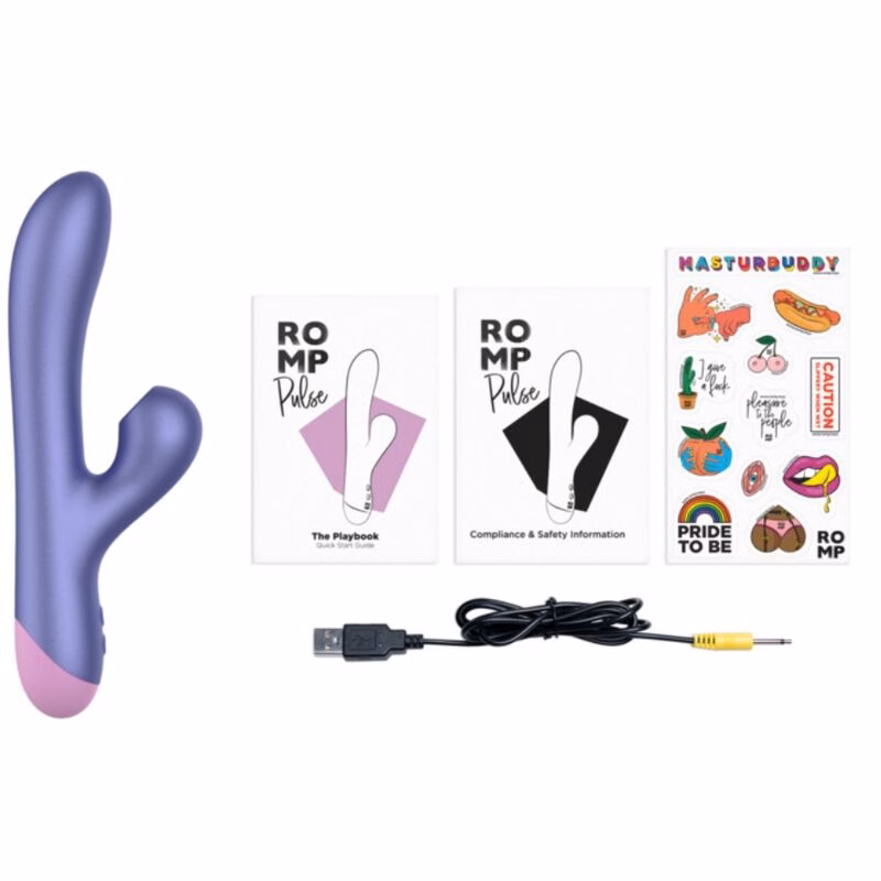 ROMP - PULSE VIBRADOR RABBIT DUAL PUNTO G AZUL ELÉCTRICO - Imagen 5