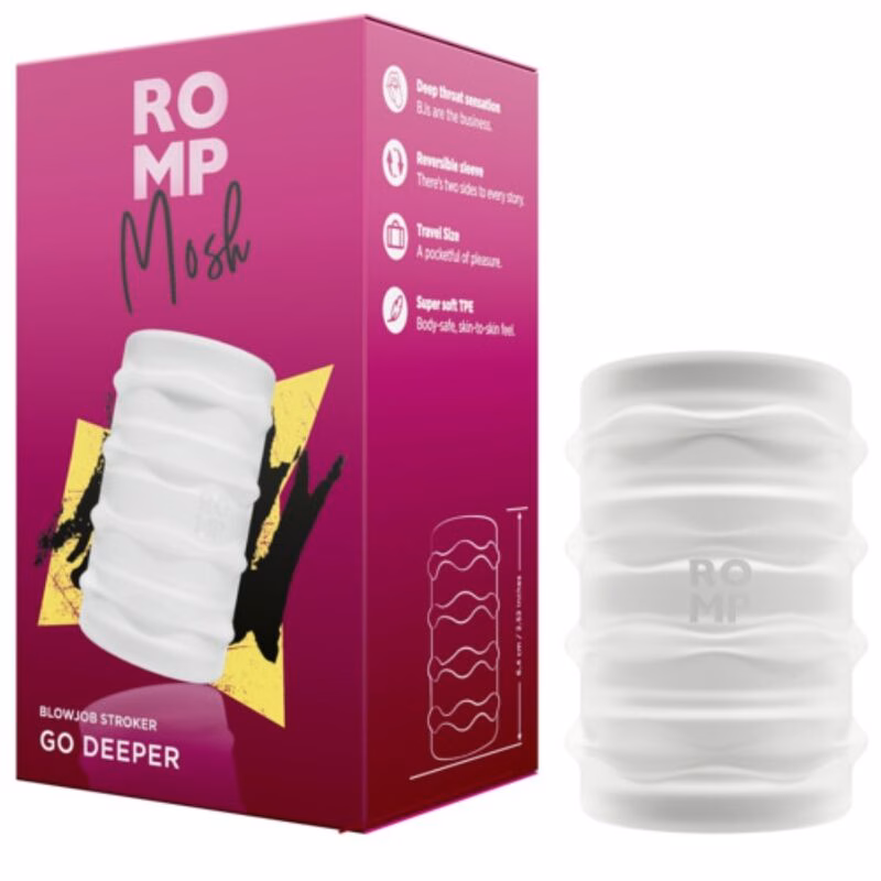ROMP - MOSH MASTURBADOR MASCULINO TRANSPARENTE CON FUNDA REVERSBLE DE 6 CM - Imagen 2