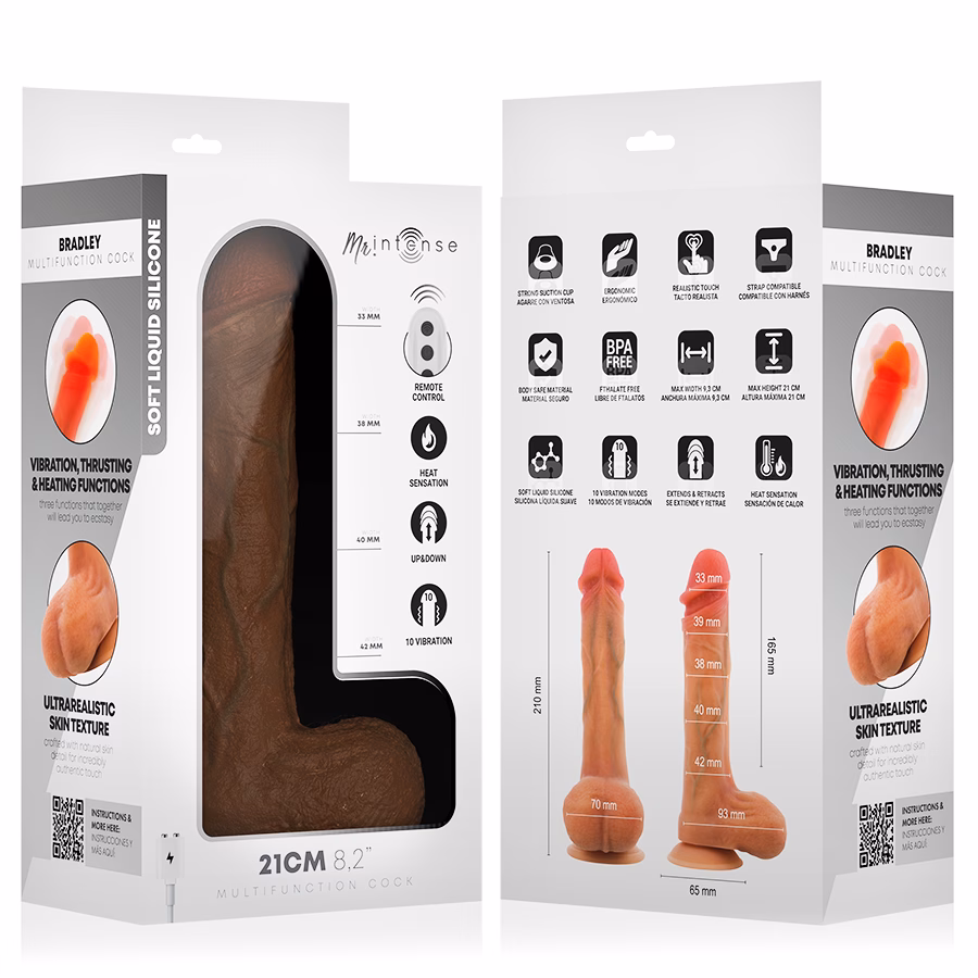 MR INTENSE - BRADLEY DILDO VIBRADOR SILICONA CON EFECTO CALOR Y CONTROL REMOTO 21 CM -Ø- 4.2 CM - Imagen 10