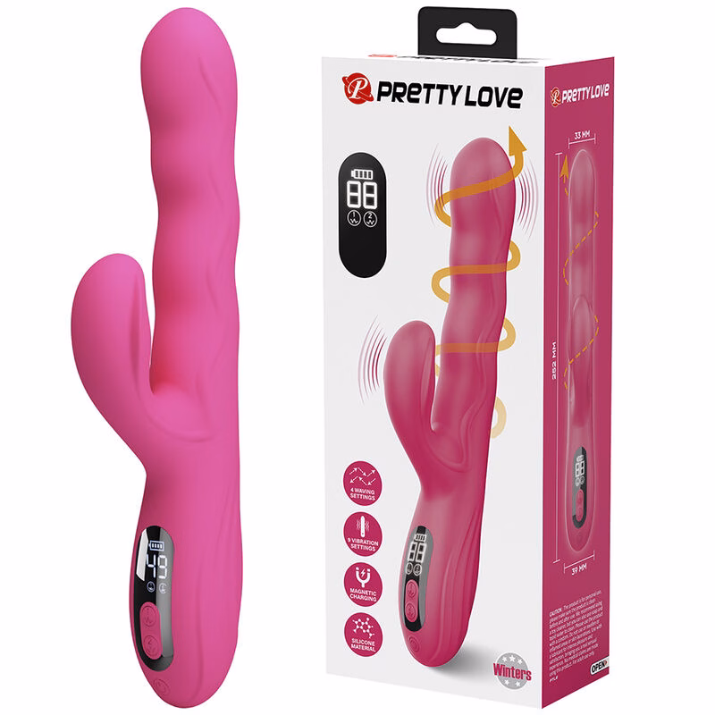 PRETTY LOVE - WINTERS VIBRADOR RABBIT MULTIFUNCIÓN CON PANTALLA LED ROSA