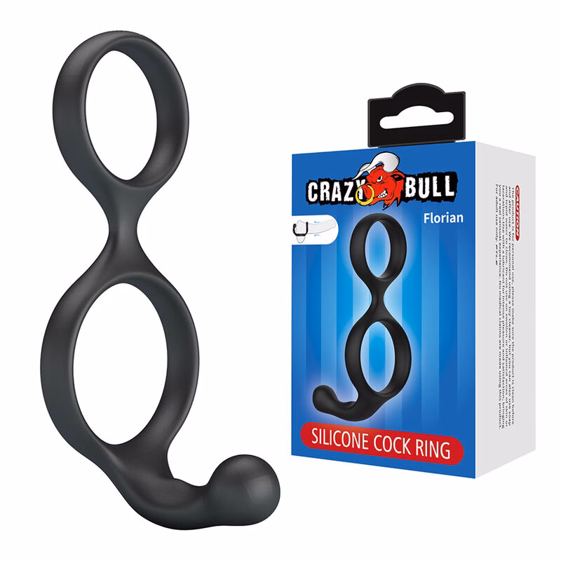 CRAZY BULL - FLORIAN ANILLO DOBLE PARA PENE Y TESTÍCULOS SILICONA NEGRO - Imagen 2
