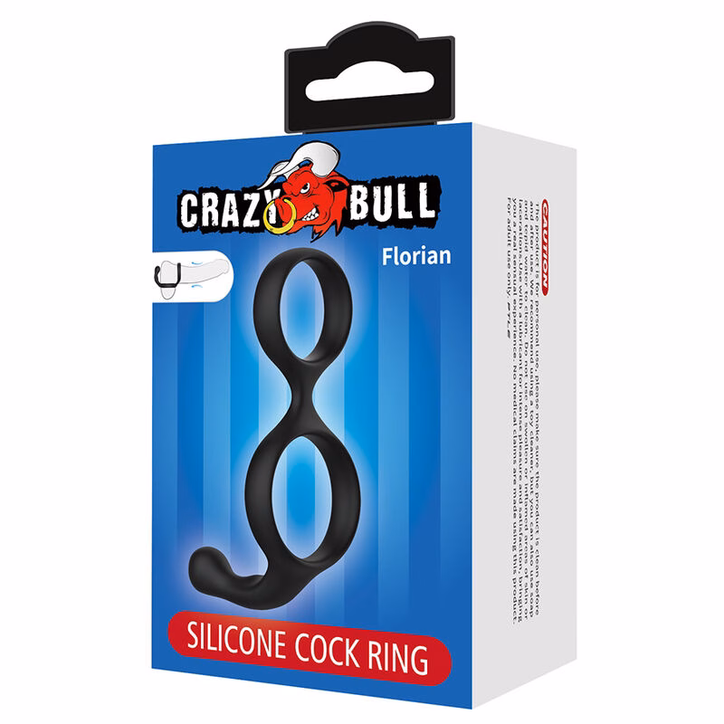 CRAZY BULL - FLORIAN ANILLO DOBLE PARA PENE Y TESTÍCULOS SILICONA NEGRO - Imagen 7
