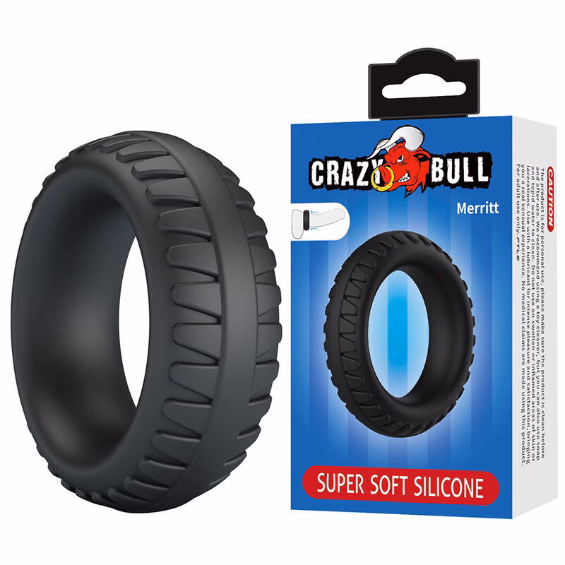 CRAZY BULL - MERRITT ANILLO PARA PENE TEXTURIZADO SILICONA NEGRO