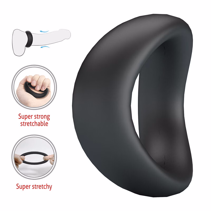 CRAZY BULL - VALEN ANILLO PARA PENE ERGONÓMICO SILICONA NEGRO - Imagen 6