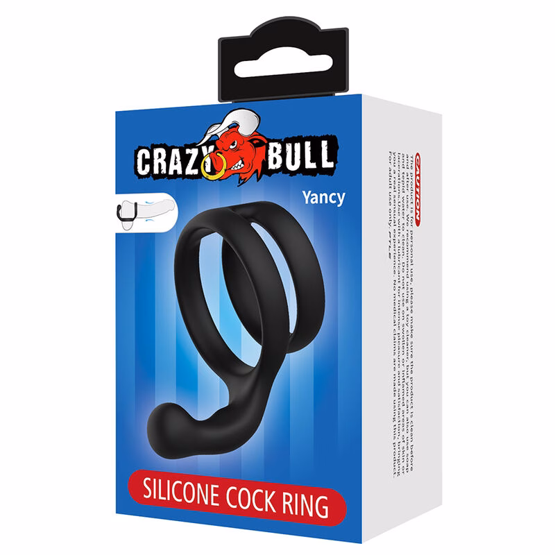 CRAZY BULL - YANCY ANILLO DOBLE PARA PENE Y TESTÍCULOS SILICONA NEGRO - Imagen 7