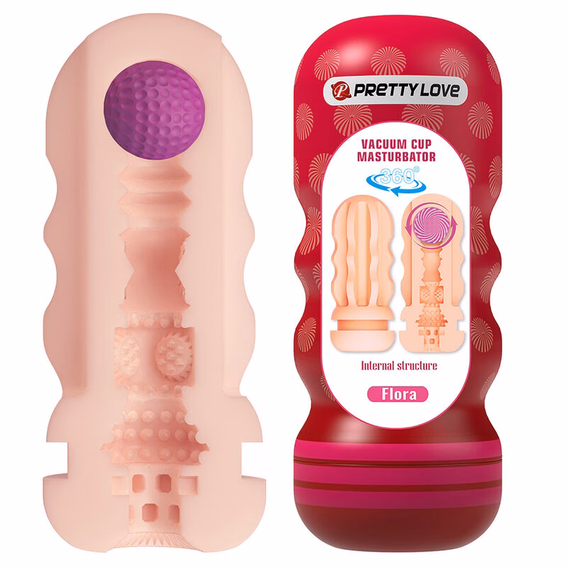 PRETTY LOVE - FLORA MASTURBADOR VAGINA CON VENTOSA Y TEXTURAS INTERNAS