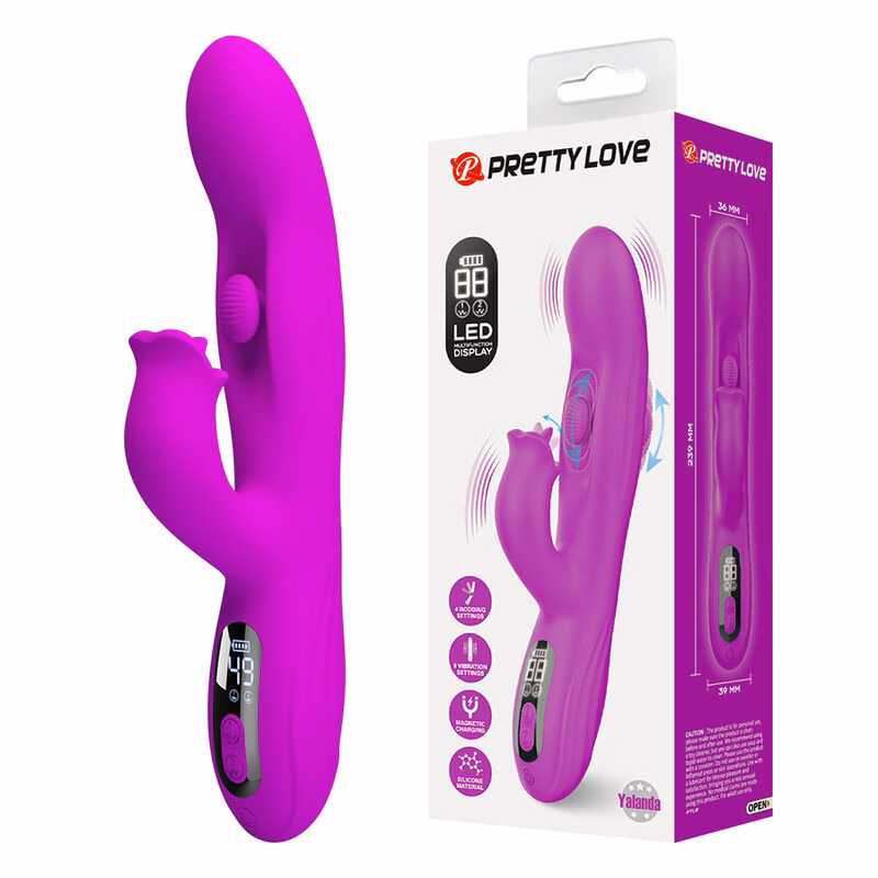 PRETTY LOVE - YALANDA VIBRADOR RABBIT OSCILANTE CON PANTALLA LED MORADO - Imagen 3