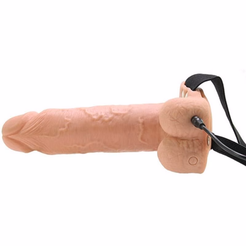 FETISH FANTASY SERIES - STRAP ON HUECO REALISTA VIBRADOR CON TESTÍCULOS 17,8 CM - Imagen 4