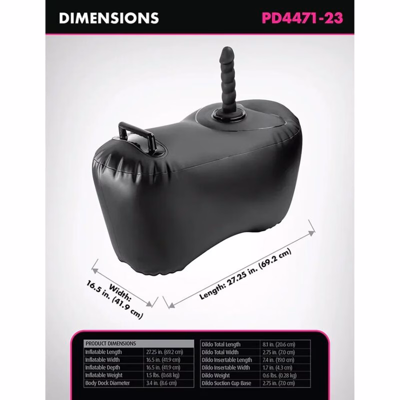 FETISH FANTASY SERIES - SILLÓN HINCHABLE BODY DOCK CON DILDO 69,2 CM NEGRO - Imagen 6