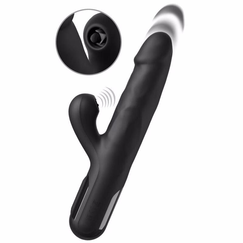 FETISH FANTASY SERIES - VIBRADOR RABBIT SONIX SILICONE THRUSTER NEGRO - Imagen 2