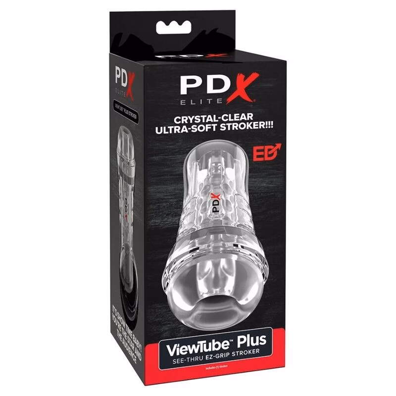 PDX ELITE - MASTURBADOR TRANSPARENTE VIEWTUBE PLUS SEE-THRU EZ-GRIP 21 CM - Imagen 4