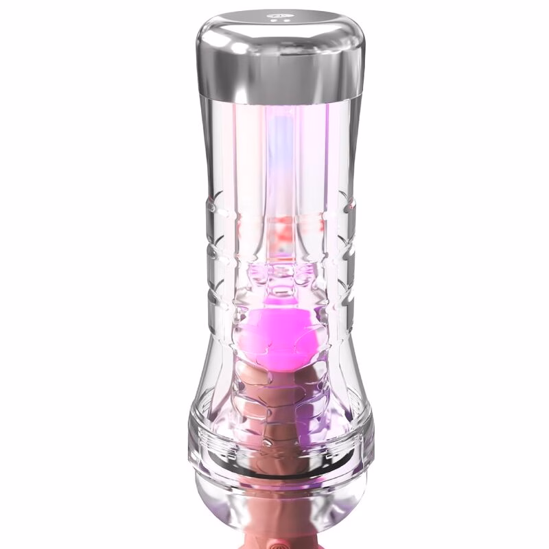 PDX ELITE - MASTURBADOR TRANSPARENTE VIEWTUBE XXL LED STROKER 27.3 CM - Imagen 3