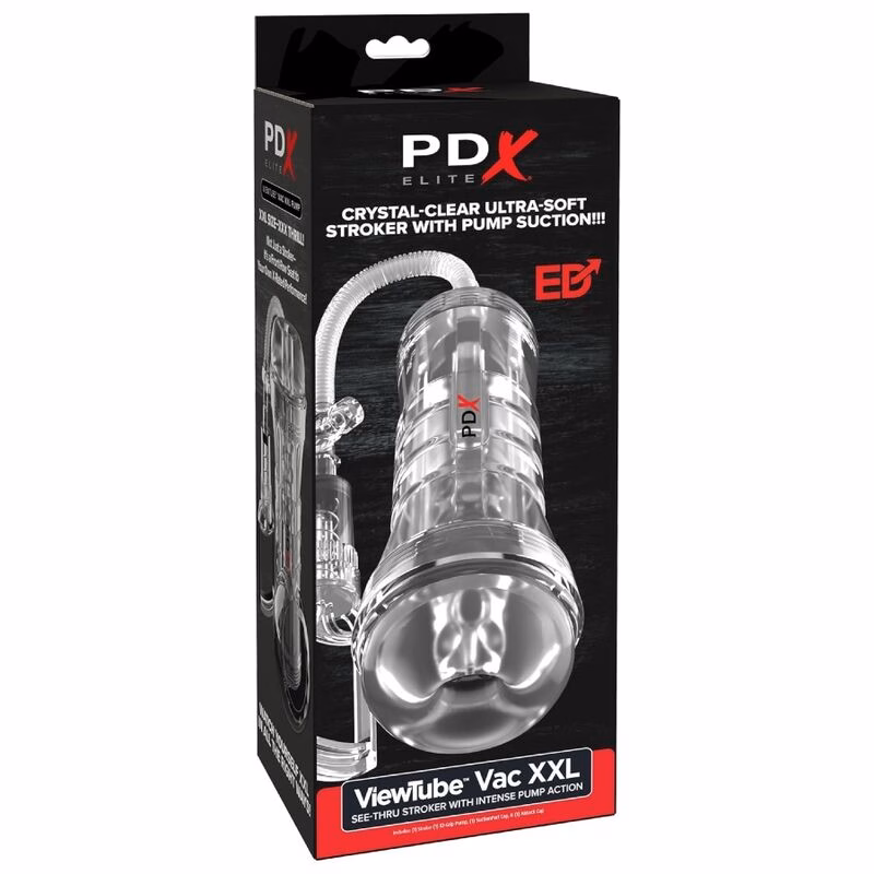 PDX ELITE - MASTURBADOR TRANSPARENTE VIEWTUBE VAC XXL CON BOMBA DE SUCCIÓN 27.3 CM - Imagen 6