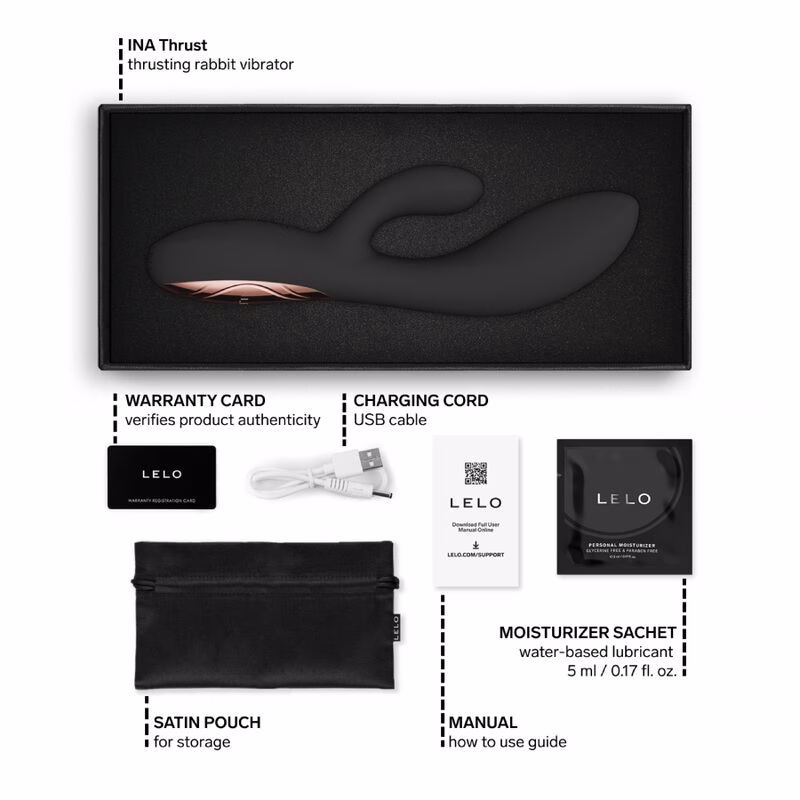 LELO - INA THRUST VIBRADOR RABBIT CON EMPUJE NEGRO - Imagen 9