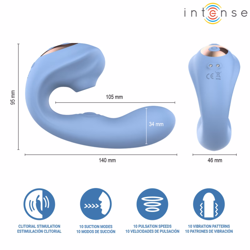 INTENSE - GINA ESTIMULADOR DE CLÍTORIS MULTIFUNCIÓN AZUL - Imagen 6