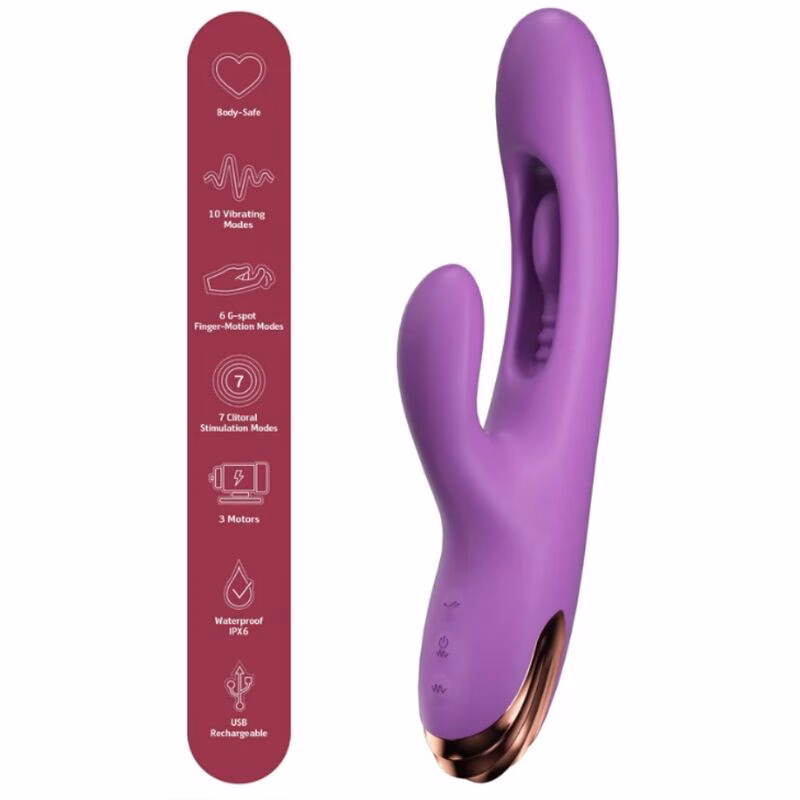 SHE.E.O - VIBRADOR RABBIT PUNTO G CON MOVIMIENTO DIGITAL MORADO - Imagen 2